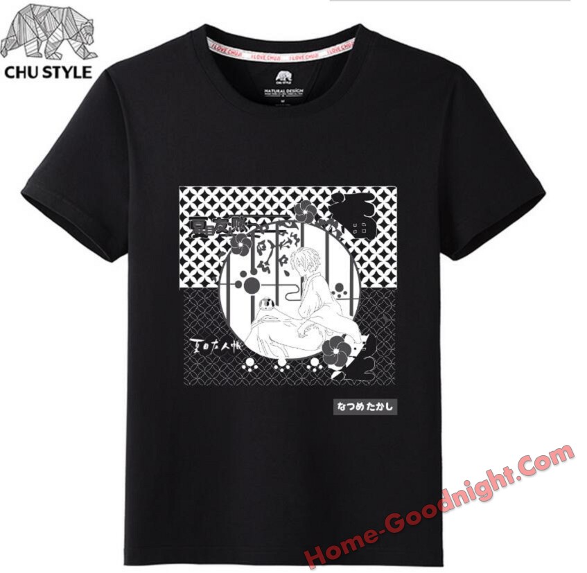 Natsume Yuujinchou Black Anime Fashion T-shirts